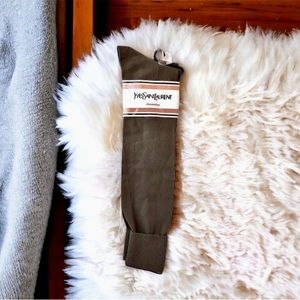 Yves Saint Laurent Vintage High Socks Brown USA Womens 9 - 11 Stretch Nylon
